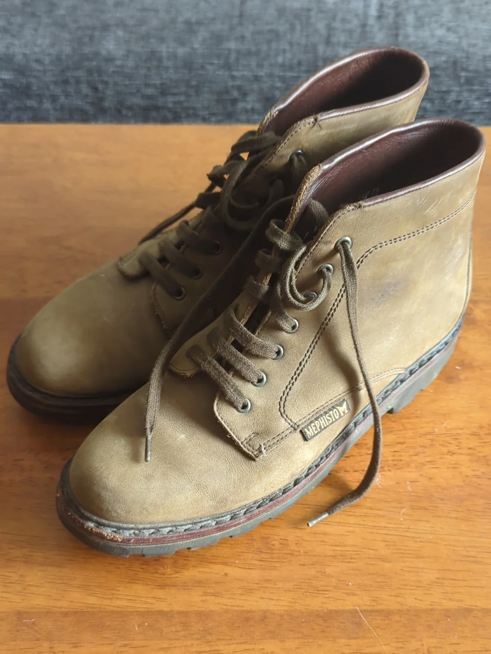 Mephisto Men's Tan Leather Lace-Up Ankle Boots Size 10